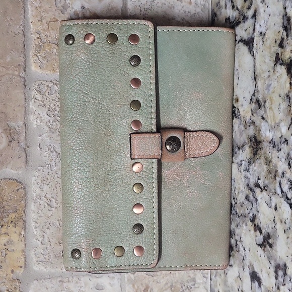 Patricia Nash Green Distressed Studded Wallet